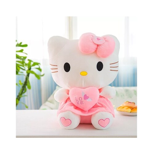 Peluche Hello Kitty Con Corazón 25cm Rosa