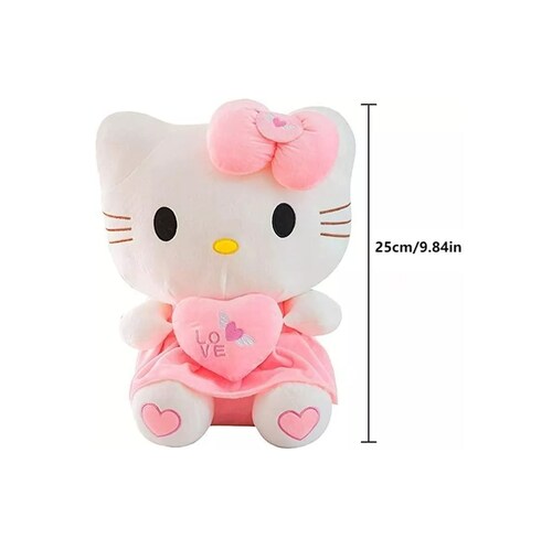 Peluche Hello Kitty Con Corazón 25cm Rosa