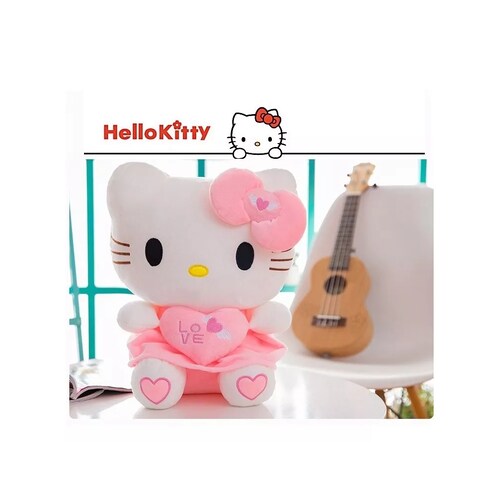 Peluche Hello Kitty Con Corazón 25cm Rosa