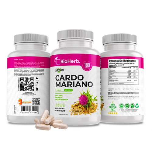 Cardo Mariano 100% Puro (180 Capsulas 500mg) |ORGANICO | NATURAL | Para 90 Dias | - Milk Thistle