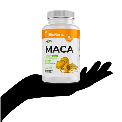 Maca Organica 100% Pura (180 Capsulas 500mg) |Para 90 Dias | NATURAL | Organica | - Yellow Maca - BioHerb.