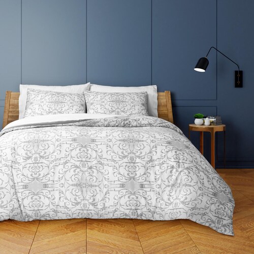  Juego de Edredon King Size Elian By Kaltex Home | Con Dos Fundas | Doble Vista | Color Gris.