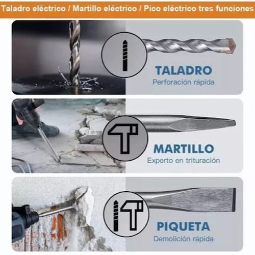 Rotomartillo Cincelador Perforador Sds 1200w Con Accesorios.