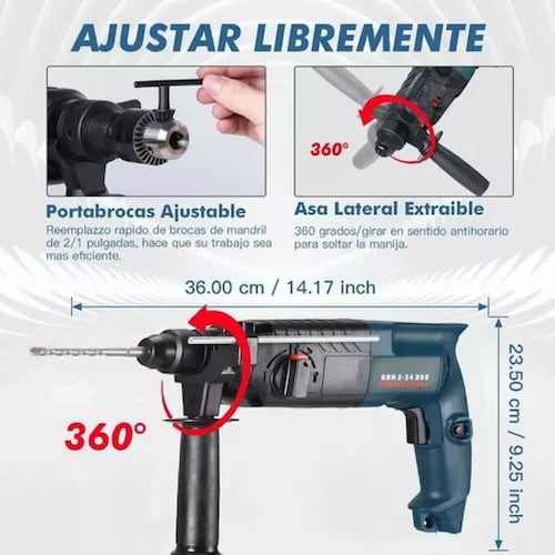 Rotomartillo Cincelador Perforador Sds 1200w Con Accesorios.