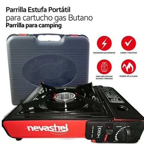 Parrilla Estufa Portátil Para Cartucho Gas Butano Acampar.