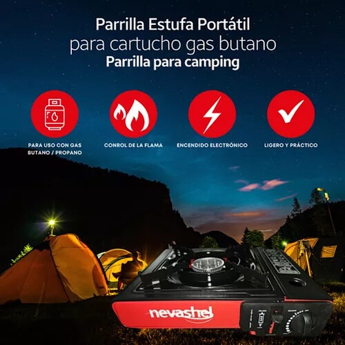Parrilla Estufa Portátil Para Cartucho Gas Butano Acampar.