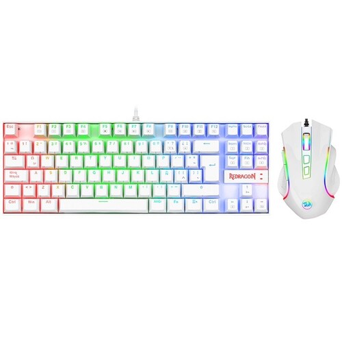 Kit Teclado Y Mouse Redragon Kumara Griffin K552RGB-BA-W Mecanico Gaming Español