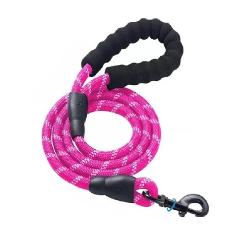 Correa Para Perro Grande Resistente Fuerte Reflejante Rosa