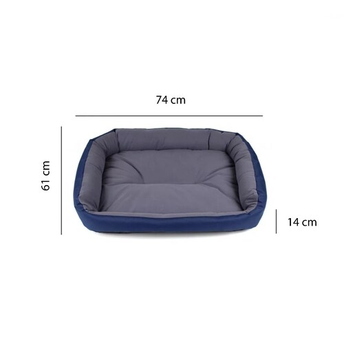 Cama Para Perro O Mascota Mediana, Color Azul Marino / Gris