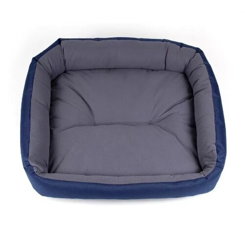 Cama Para Perro O Mascota Mediana, Color Azul Marino / Gris