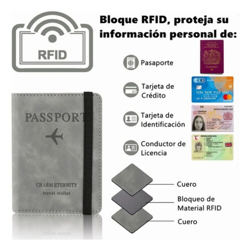 Porta Pasaporte Documentos Funda Protectora Rfid Con Viaje