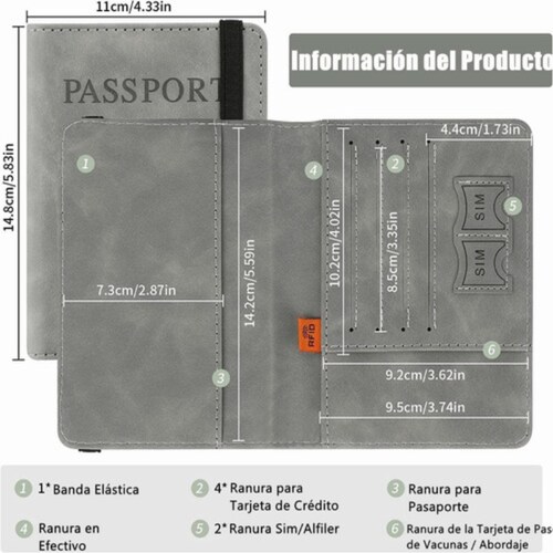 Porta Pasaporte Documentos Funda Protectora Rfid Con Viaje