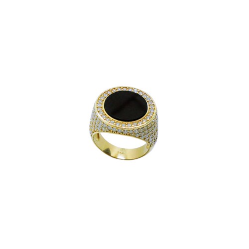Anillo ónix oro 10k con piedra zirconia
