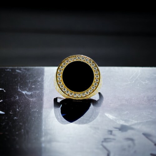 Anillo ónix oro 10k con piedra zirconia