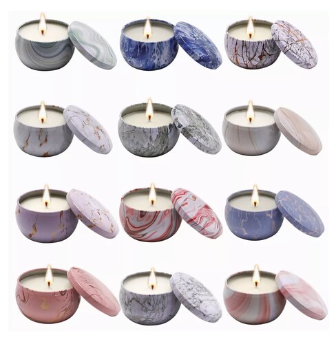 Velas Aromáticas De Cera De Soja 12 Rosas, Moradas y Azul