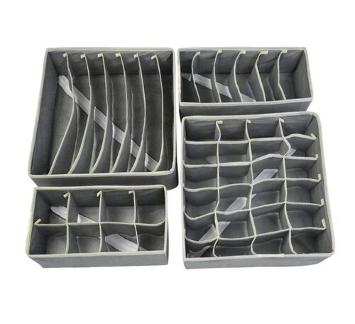 4 Organizadores Plegables De Ropa Interior Para Cajones Gris 