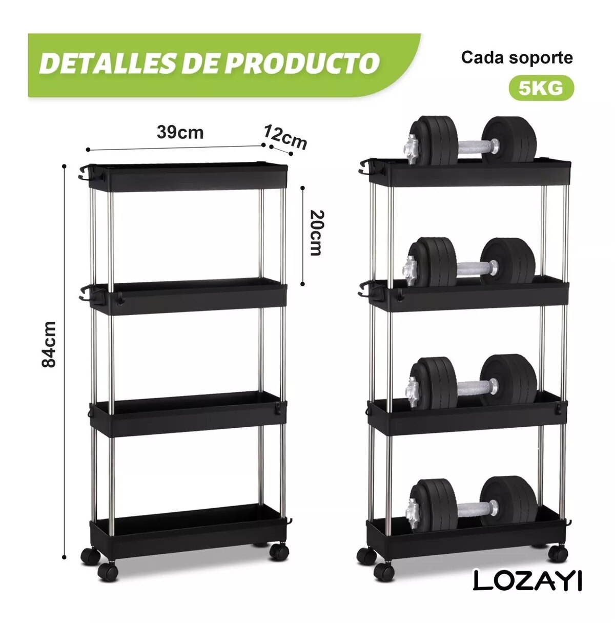 Estante Organizador Cocina Alacena Ahorrador De Espacio Con Ruedas N 44n 1000493304