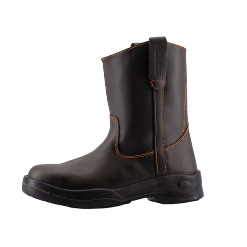 MODUSS SHOES bota de seguridad tipo Roper petrolera MODELO 802 COLOR CAFÉ SUELA NEGRA