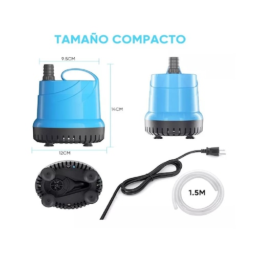 Bomba De Agua Sumergible Para Fuente Pecera 55w 2800/h 3.5m Azul