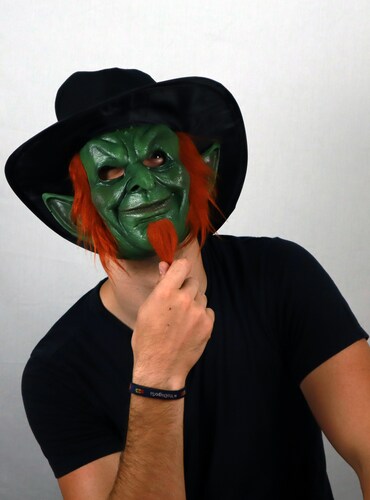 Máscara De Duende Mad Goblin Elfo Disfraz Halloween Trebol