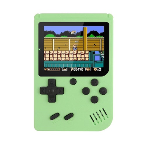  Mini consola portátil retro videojuegos 8 bits color LCD 3" 500 juegos verde recargable usb HD