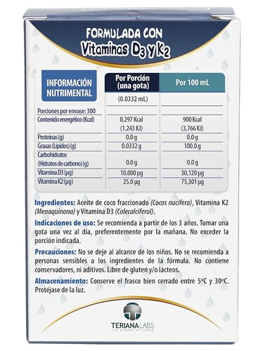 Vitamina ONEDROP D3+K2 frasco con 10 mL.