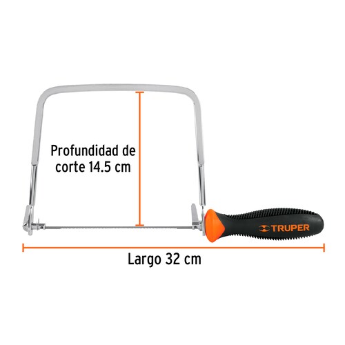 Arco calador 6" con 5 seguetas de 6 1/2" (17 cm), para metal, madera y pvc.