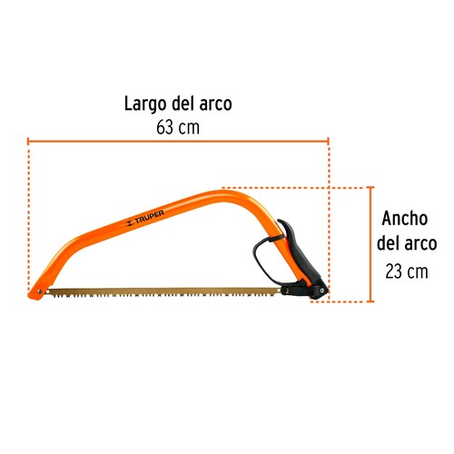 Arco jardinero tubular de 21", Dentado tipo americano para cortar madera verde.
