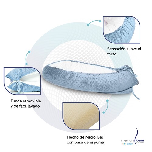 Memory Foam Nido Colecho de Bebés Cuna Portátil Camita Bebé Color Azul