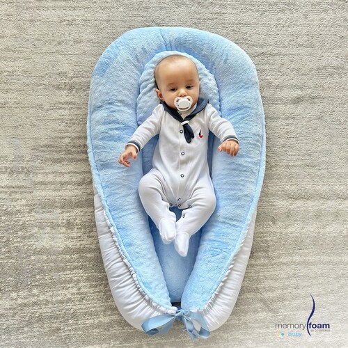 Memory Foam Nido Colecho de Bebés Cuna Portátil Camita Bebé Color Azul