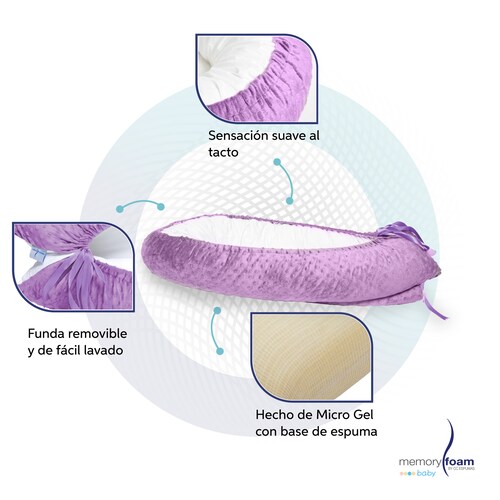 Memory Foam Nido Colecho de Bebés Cuna Portátil Camita Bebé Color Lila