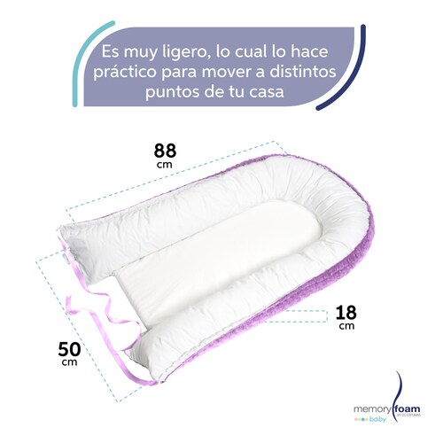 Memory Foam Nido Colecho de Bebés Cuna Portátil Camita Bebé Color Lila