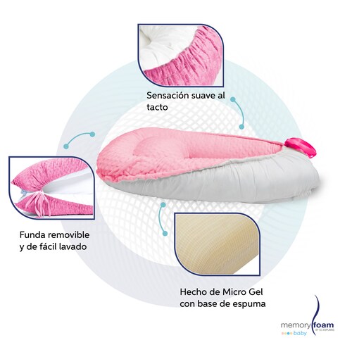 Memory Foam Nido Colecho de Bebés Cuna Portátil Camita Bebé Color Rosa