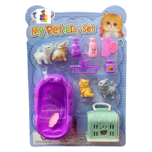 Mini Set Mascotas Juguete Con Accesorios Perros Gatos 3pz