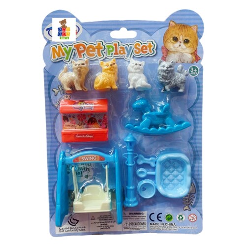 Mini Set Mascotas Juguete Con Accesorios Perros Gatos 3pz