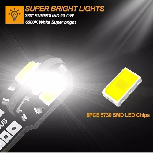 Juego 20pzs Foco Led Pellizco T10 W5w 194 192 168 2825 Para Auto