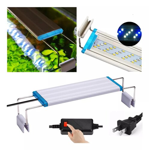 Luz Led Externa Y Blanca, Azul De 48 Cm Para Acuario