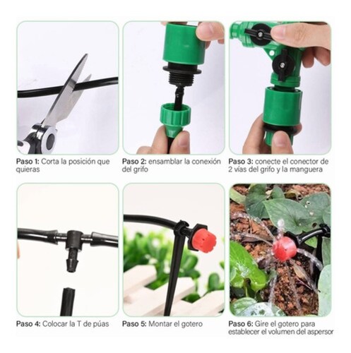 Sistema De Riego Automático Por Goteo Ahorra Agua 50m 211pzs Negro