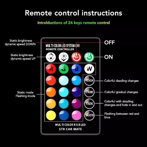 Par Foco Led T10 W5w Pellizco Rgb Con Estrobo Control Remoto 2 Pzas