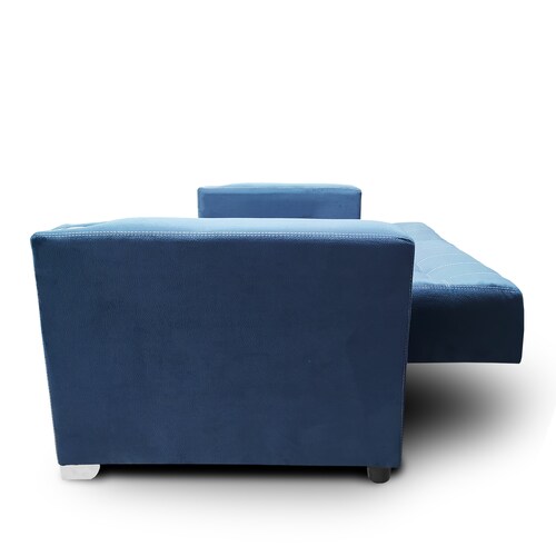Sofa cama Jeffrey c/brazos 02 portavasos metalicos tela Burn Azul