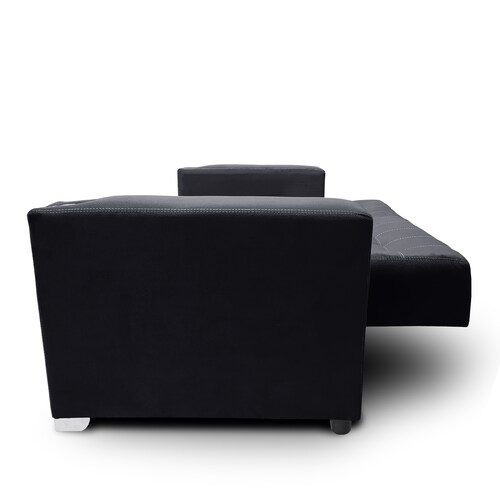 Sofa cama Jeffrey c/brazos 02 portavasos metalicos tela Burn Negro MADERIAN // ENTREGA EN CDMX Y AREA METROPOLITANA