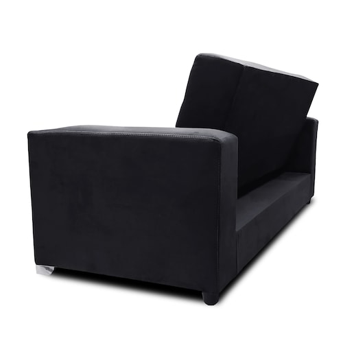 Sofa cama Jeffrey c/brazos 02 portavasos metalicos tela Burn Negro MADERIAN // ENTREGA EN CDMX Y AREA METROPOLITANA