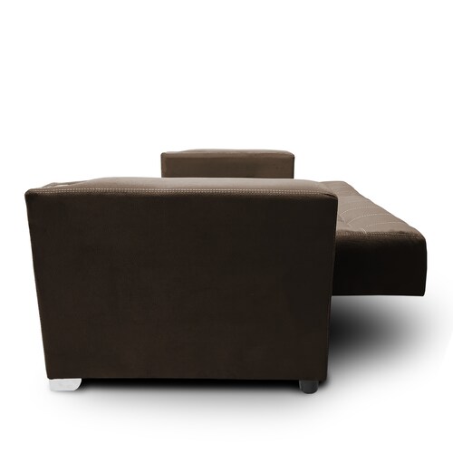 Sofa cama Jeffrey c/brazos 02 portavasos metalicos tela Burn Chocolate MADERIAN // ENTREGA EN CDMX Y AREA METROPOLITANA