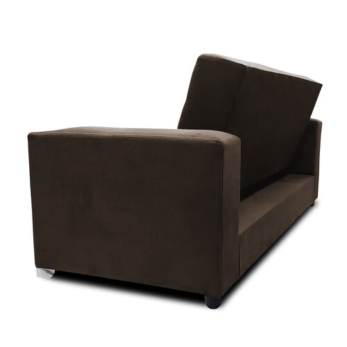 Sofa cama Jeffrey c/brazos 02 portavasos metalicos tela Burn Chocolate MADERIAN // ENTREGA EN CDMX Y AREA METROPOLITANA