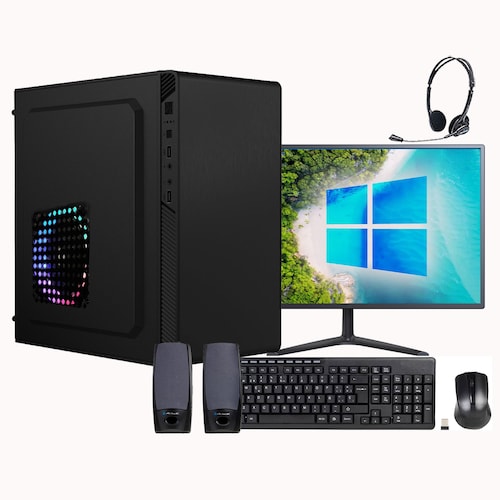 Pc Computadora escuela 8gb ram 960Gb SSD Solido, Bocinas, Diadema, Wifi, Monitor 21.5 FULL HD
