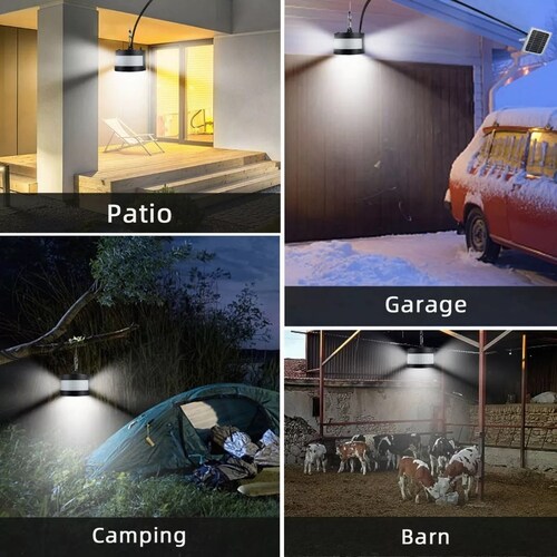 Lámpara Solar Focos Colgante De Exterior 160led 6500k Ip65