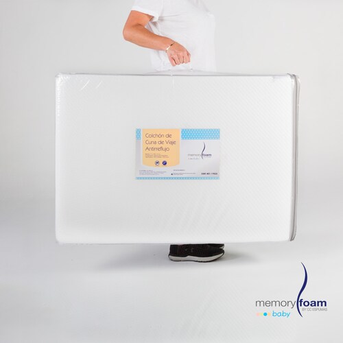 Memory Foam Colchón Antirreflujo para Cuna de Viaje, 140 x 80 x 12 cm.