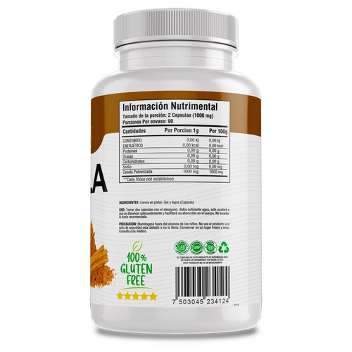 Canela Ceylan 100% Pura (180 Capsulas 500mg) |ORGANICO | NATURAL | Para 90 Dias | - Organic Ceylan Cinnamon