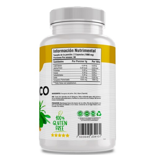 Fenogreco 100% Puro (180 Capsulas 500mg) |ORGANICO | NATURAL | Para 90 Dias | - Organic Fenogreco
