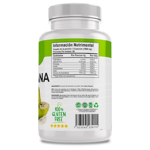 Extracto de Guanabana 100% Puro (180 Capsulas 500mg) |ORGANICO | NATURAL | Para 90 Dias | - Organic Guanabana Extract Extract